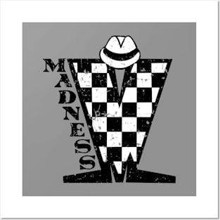 Madness Vintage Checkerboard Black & White Posters and Art